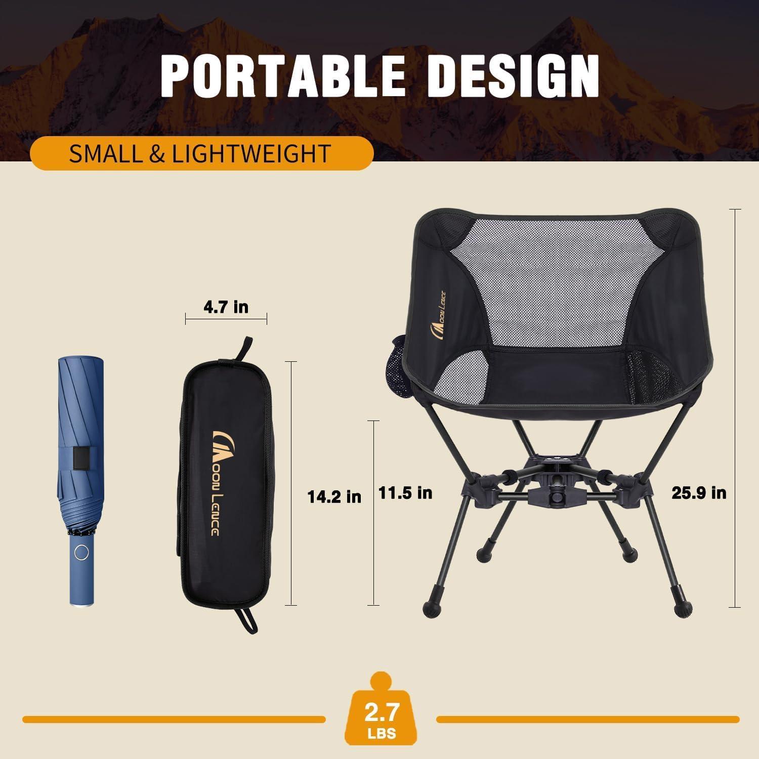image:imageMOON LENCE 2 Pack Portable Camping Chairs Backpacking Chair The 4th Generation Ultralight Folding Chair Compact Lightweight Foldable Chairs for Hiking Mountaineering BeachBlackgold