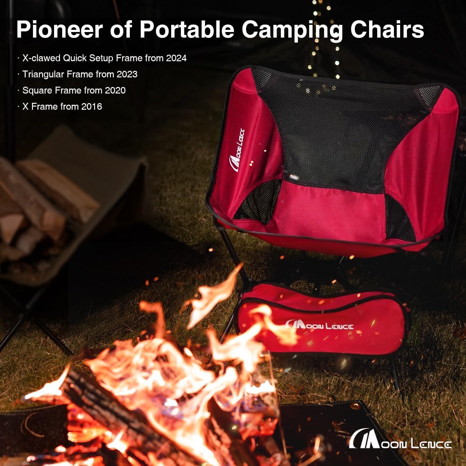 image:imageMOON LENCE 2 Pack Portable Camping Chairs Backpacking Chair The 4th Generation Ultralight Folding Chair Compact Lightweight Foldable Chairs for Hiking Mountaineering BeachOrange2pack