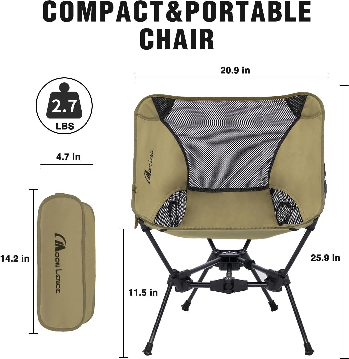 image:imageMOON LENCE 2 Pack Portable Camping Chairs Backpacking Chair The 4th Generation Ultralight Folding Chair Compact Lightweight Foldable Chairs for Hiking Mountaineering BeachKhaki2pack