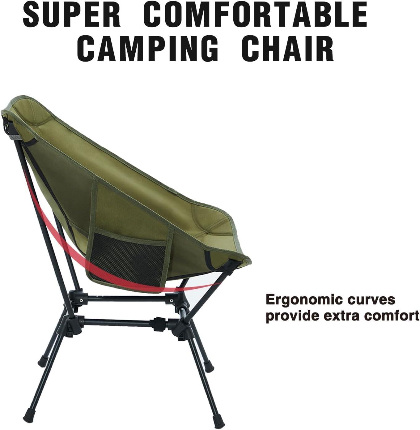image:imageMOON LENCE 2 Pack Portable Camping Chairs Backpacking Chair The 4th Generation Ultralight Folding Chair Compact Lightweight Foldable Chairs for Hiking Mountaineering BeachGreen2pack