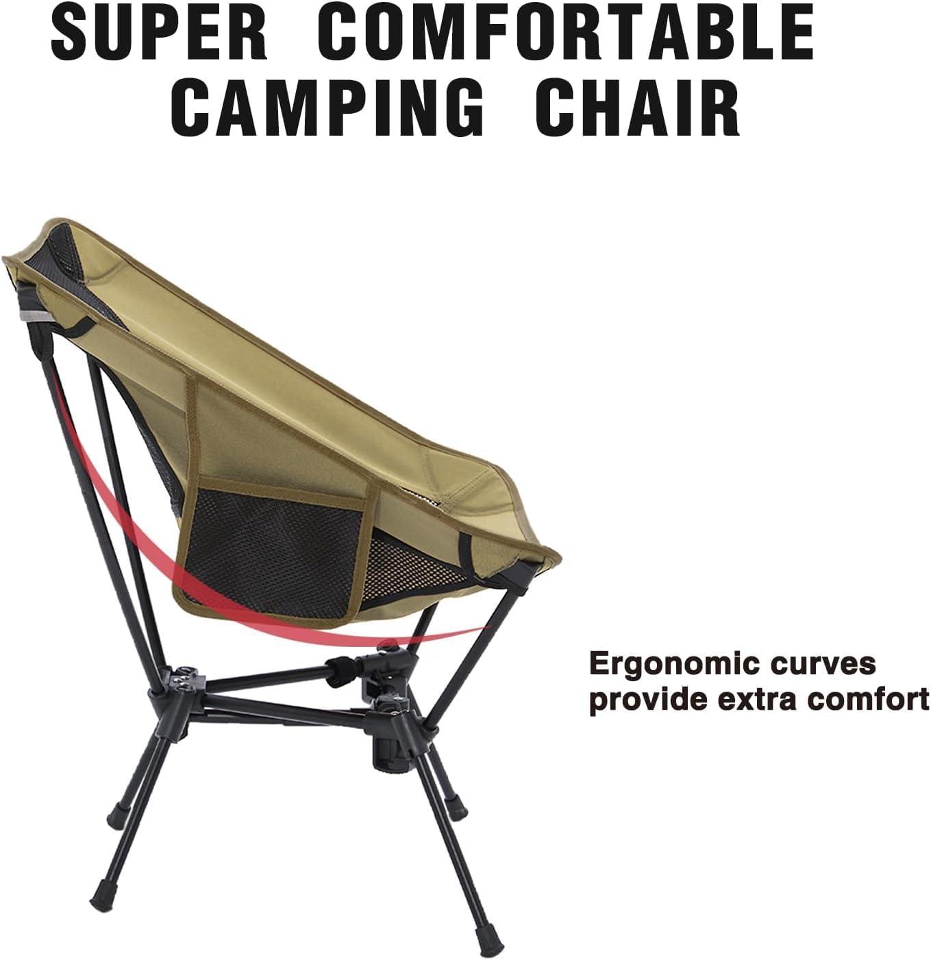 image:imageMOON LENCE 2 Pack Portable Camping Chairs Backpacking Chair The 4th Generation Ultralight Folding Chair Compact Lightweight Foldable Chairs for Hiking Mountaineering BeachKhaki2pack