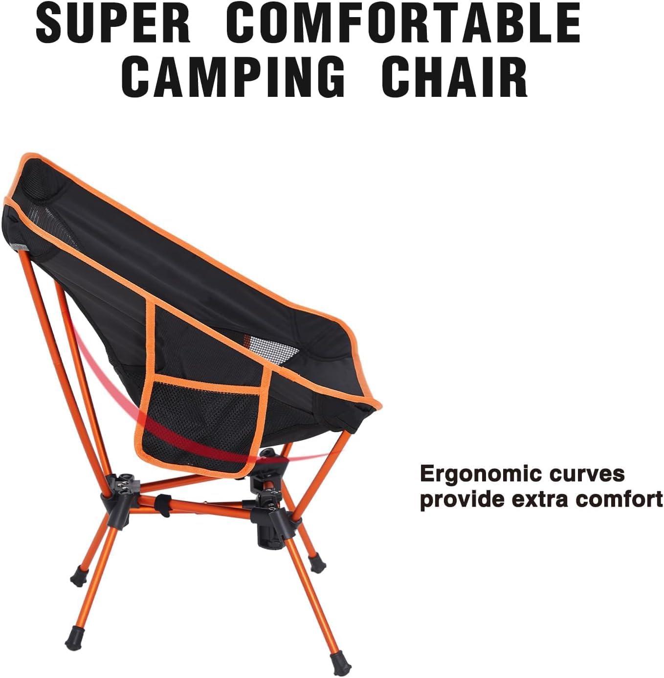 image:imageMOON LENCE 2 Pack Portable Camping Chairs Backpacking Chair The 4th Generation Ultralight Folding Chair Compact Lightweight Foldable Chairs for Hiking Mountaineering BeachOrange2pack