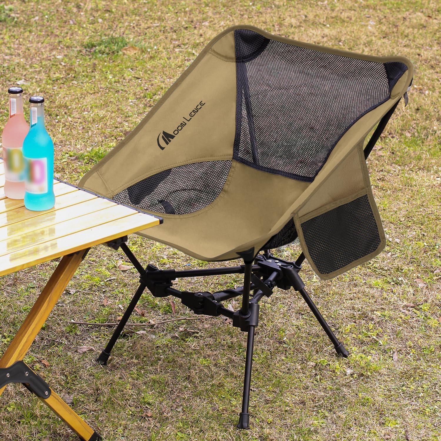 image:imageMOON LENCE 2 Pack Portable Camping Chairs Backpacking Chair The 4th Generation Ultralight Folding Chair Compact Lightweight Foldable Chairs for Hiking Mountaineering BeachKhaki