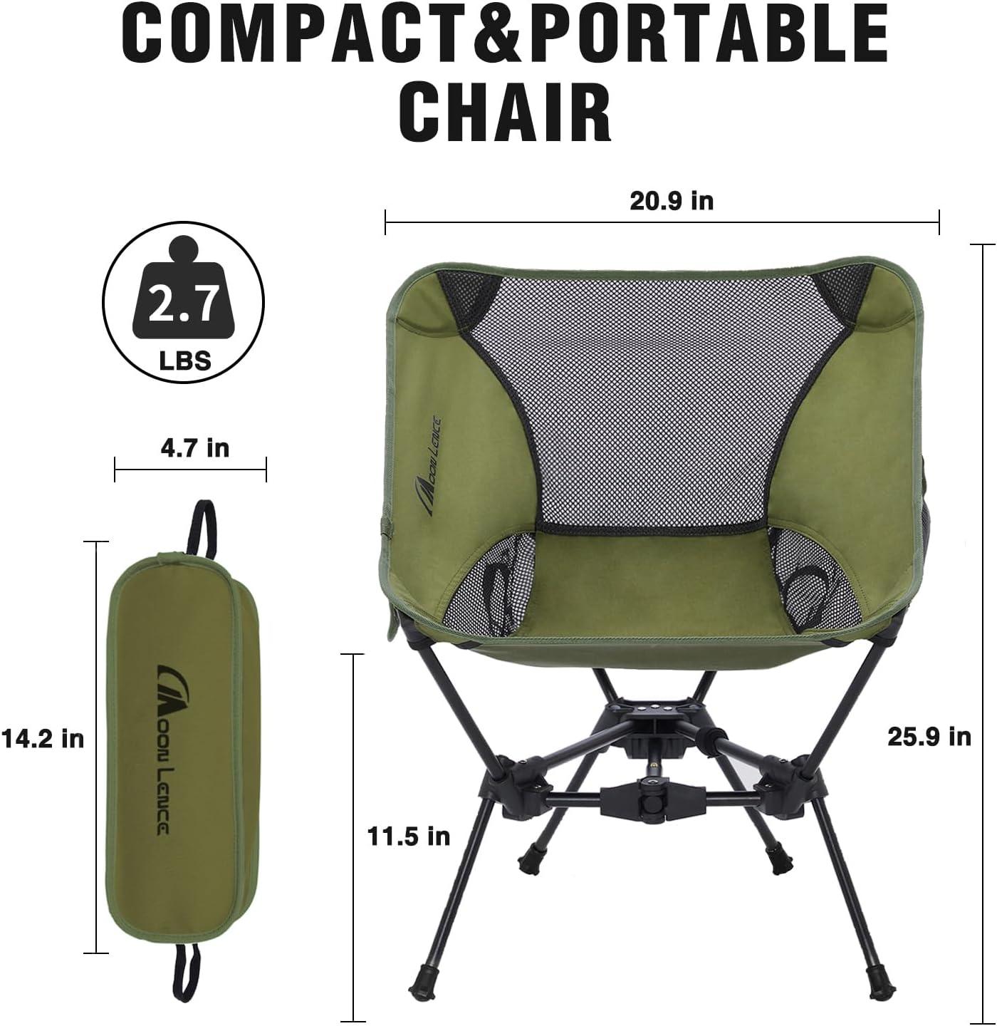 image:imageMOON LENCE 2 Pack Portable Camping Chairs Backpacking Chair The 4th Generation Ultralight Folding Chair Compact Lightweight Foldable Chairs for Hiking Mountaineering BeachGreen2pack