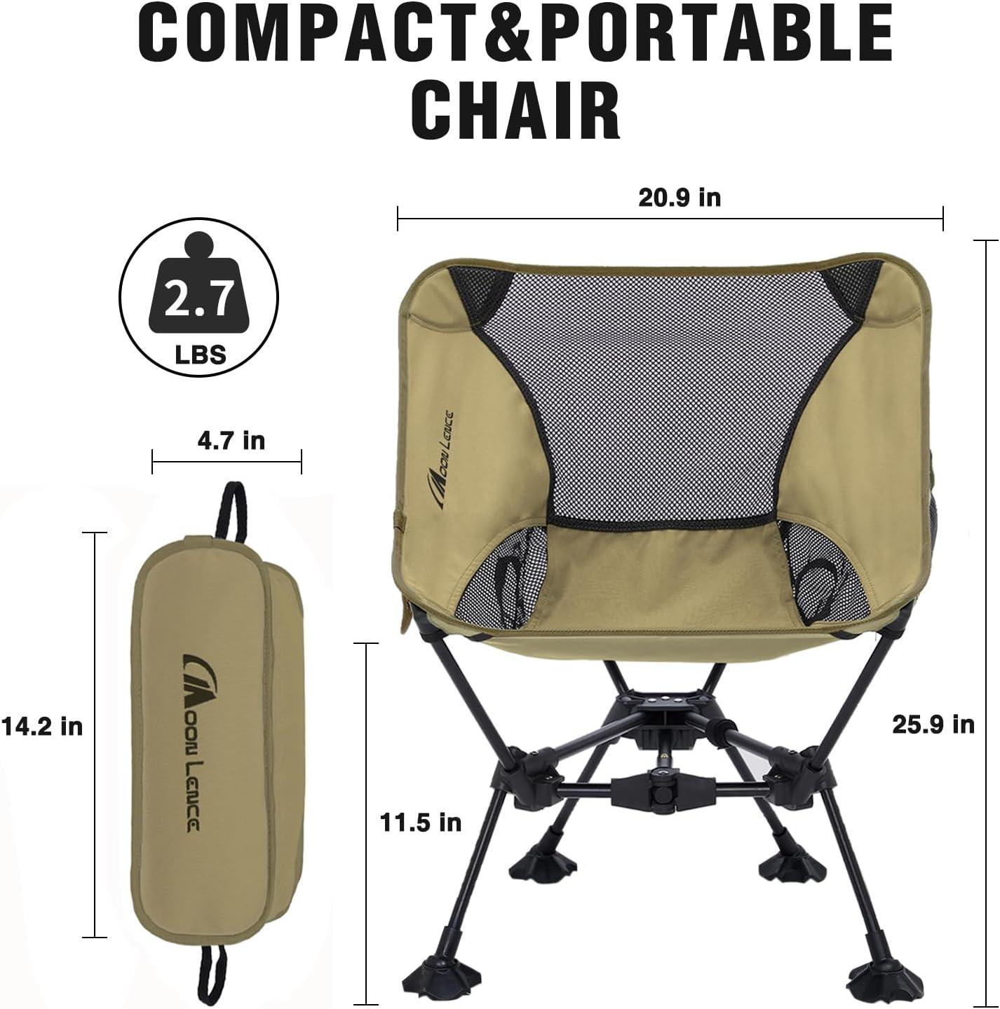 image:imageMOON LENCE 2 Pack Portable Camping Chairs Backpacking Chair The 4th Generation Ultralight Folding Chair Compact Lightweight Foldable Chairs for Hiking Mountaineering BeachKhakiwith Feet