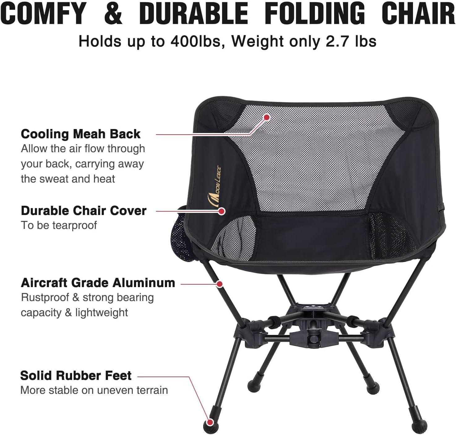 image:imageMOON LENCE 2 Pack Portable Camping Chairs Backpacking Chair The 4th Generation Ultralight Folding Chair Compact Lightweight Foldable Chairs for Hiking Mountaineering BeachBlackgold