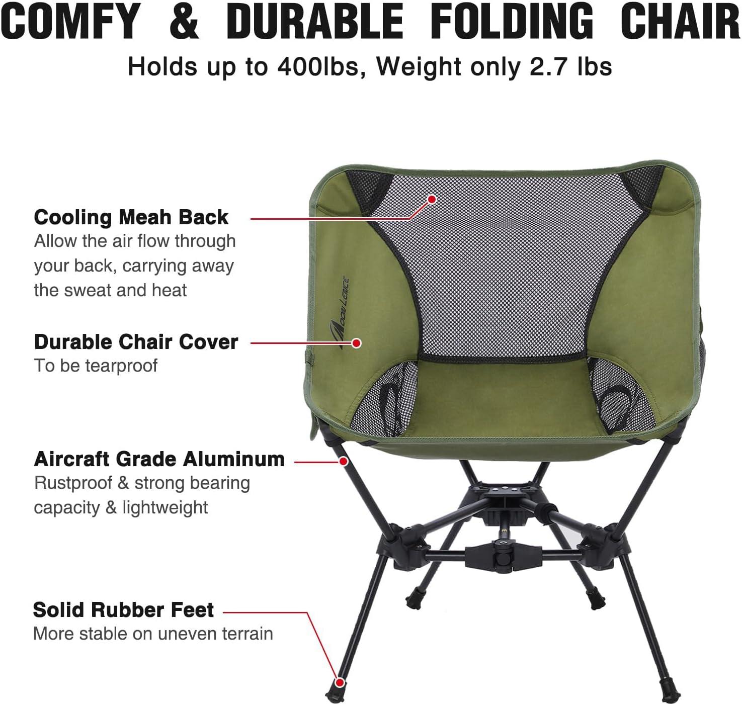 image:imageMOON LENCE 2 Pack Portable Camping Chairs Backpacking Chair The 4th Generation Ultralight Folding Chair Compact Lightweight Foldable Chairs for Hiking Mountaineering BeachGreen2pack