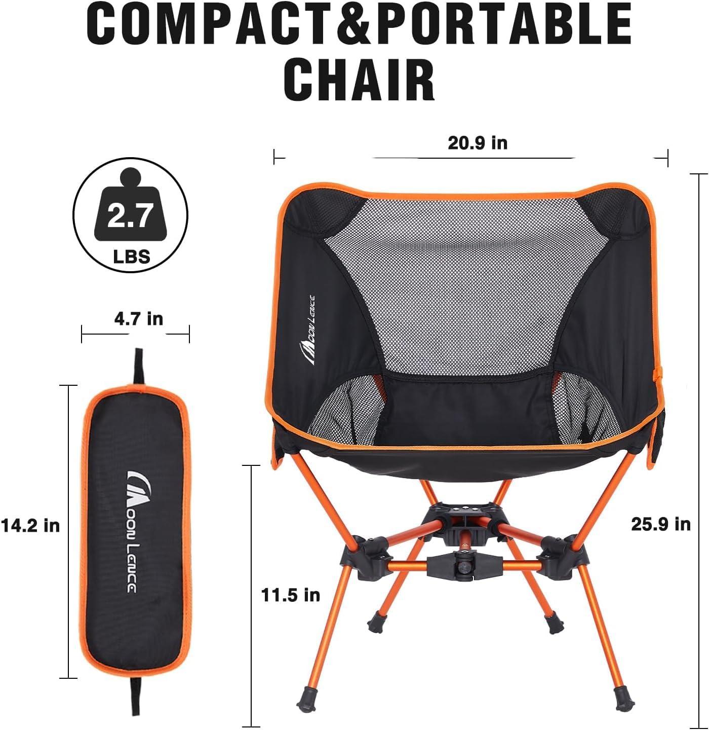 image:imageMOON LENCE 2 Pack Portable Camping Chairs Backpacking Chair The 4th Generation Ultralight Folding Chair Compact Lightweight Foldable Chairs for Hiking Mountaineering BeachOrange2pack