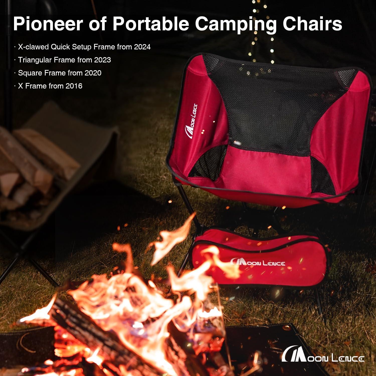 image:imageMOON LENCE High Back Folding Camping Chair 330lbs Portable Compact Chair with Wide Seat amp Ergonomic Back Support BlackGreen