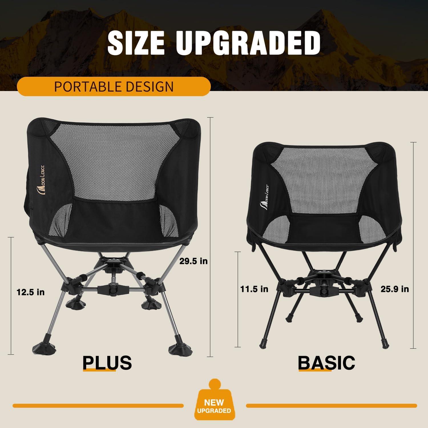 image:imageMOON LENCE High Back Folding Camping Chair 330lbs Portable Compact Chair with Wide Seat amp Ergonomic Back Support BlackGreen