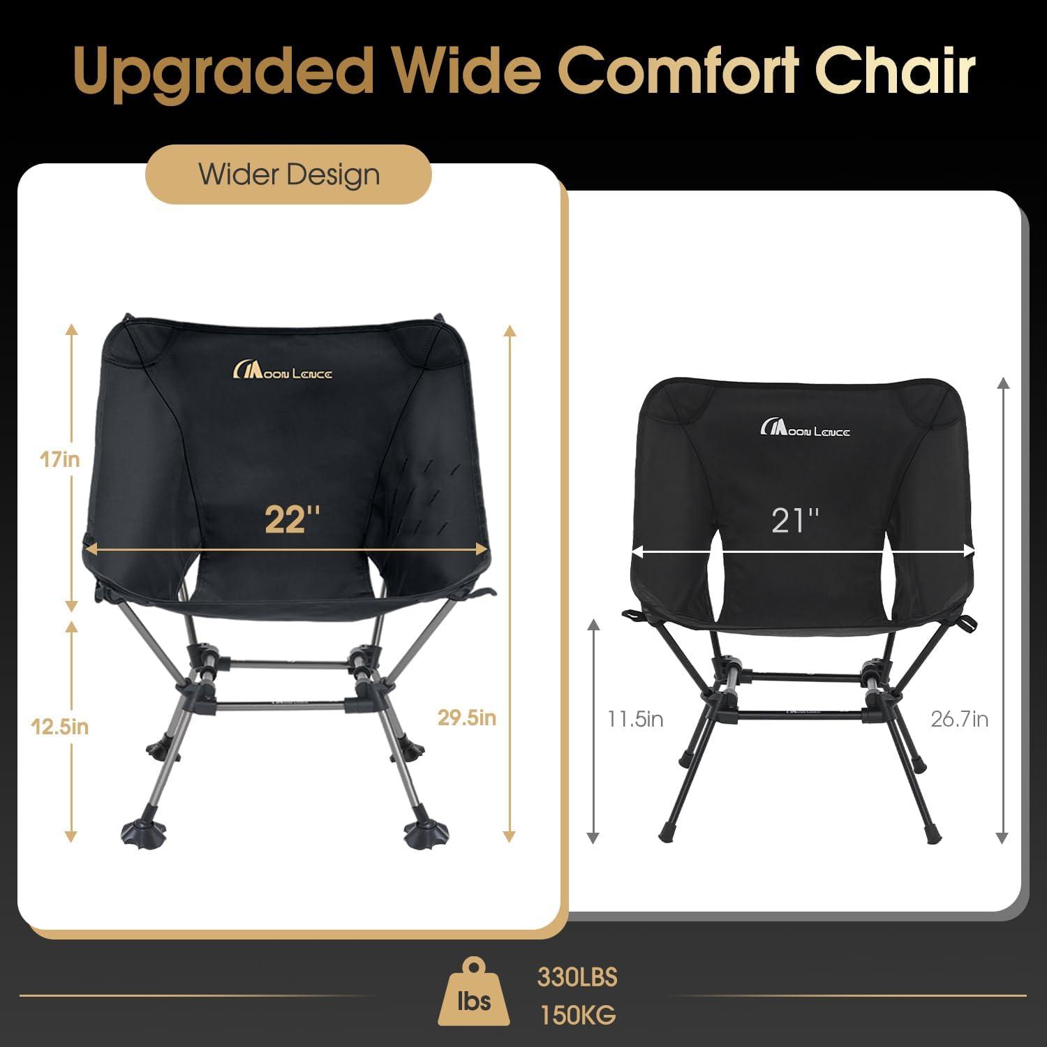 image:imageMOON LENCE High Back Folding Camping Chairs HeightAdjustable Widened Seat for Beach with AntiSinking FeetBlackplus