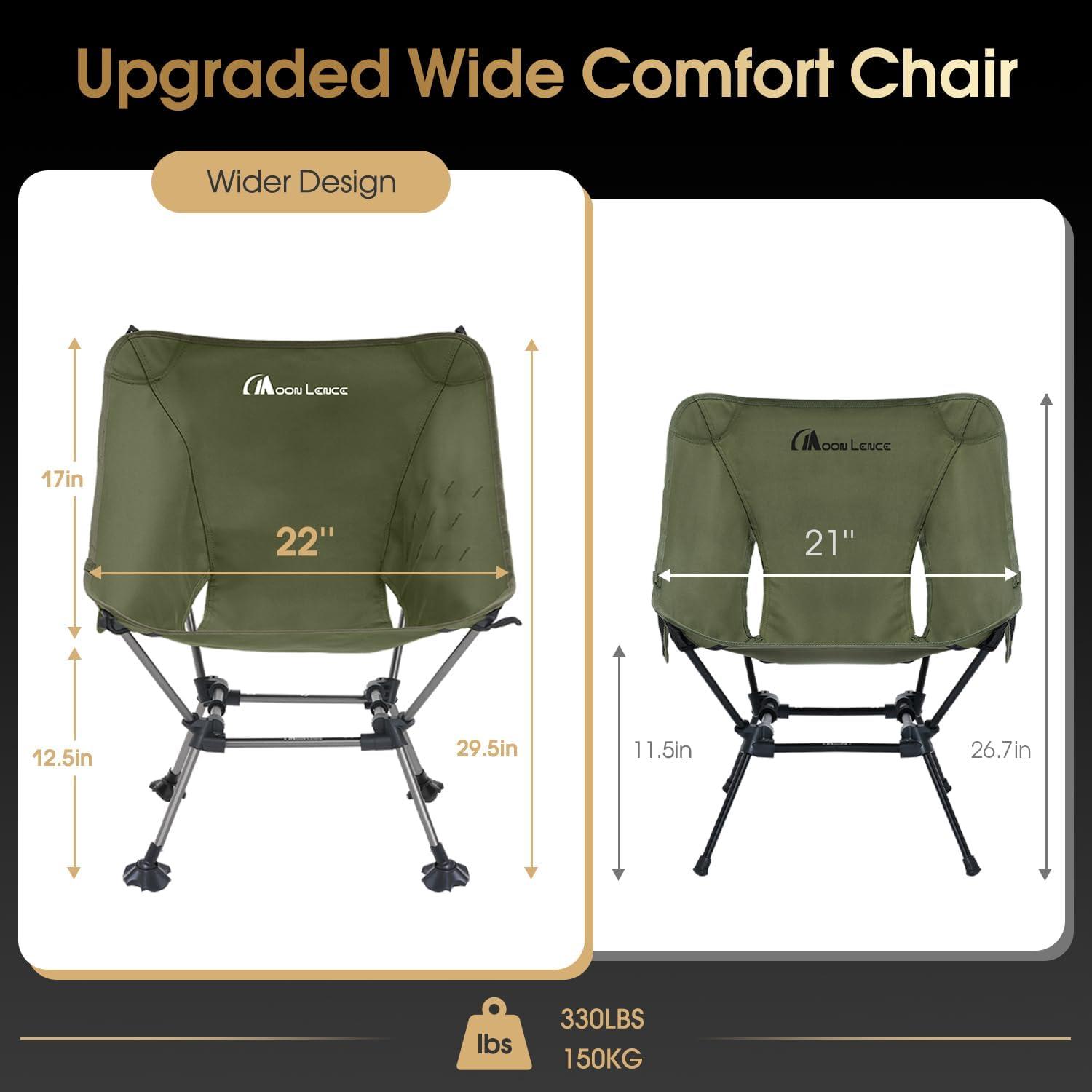 image:imageMOON LENCE High Back Folding Camping Chairs HeightAdjustable Widened Seat for Beach with AntiSinking FeetGreenplus
