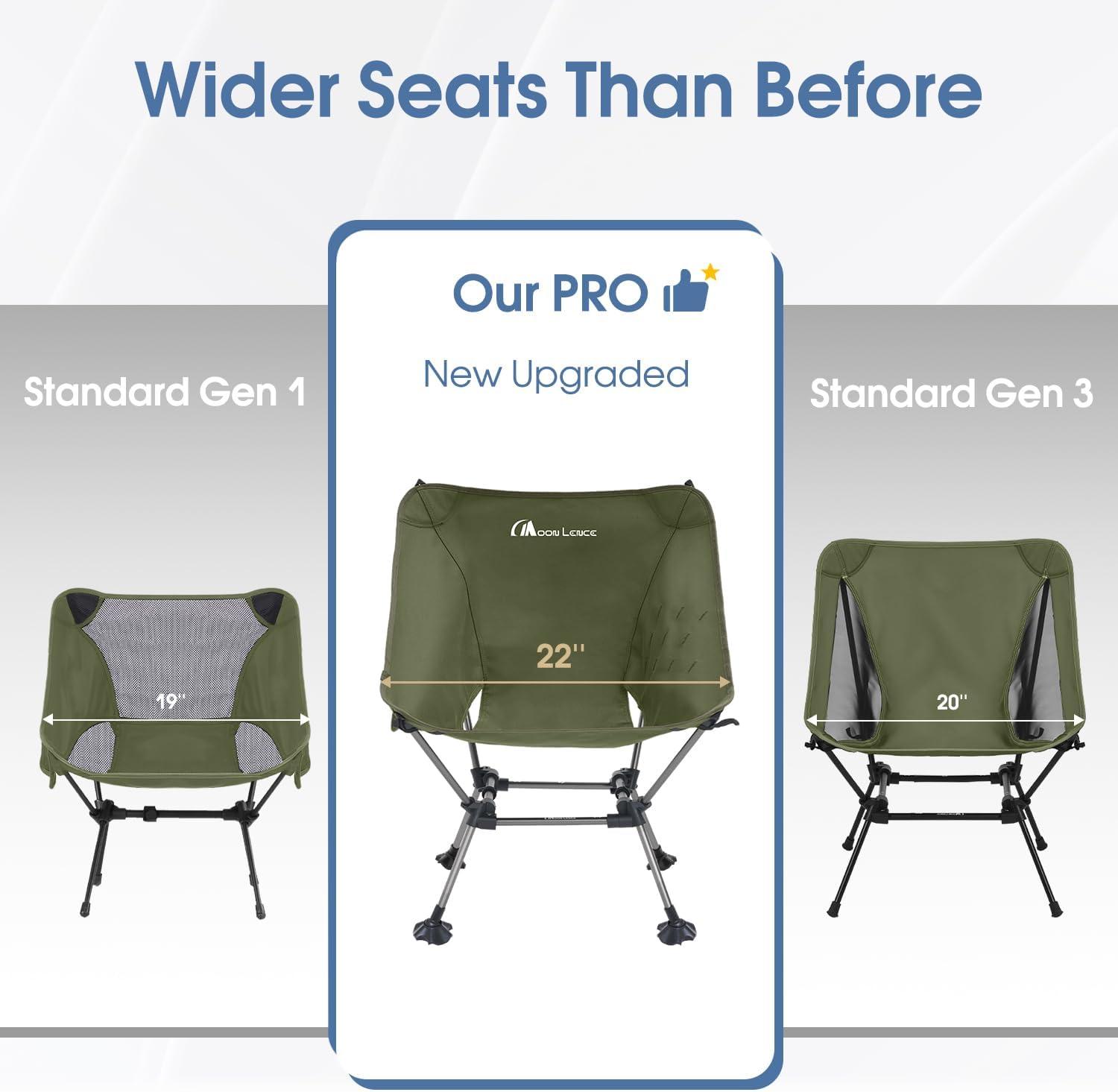 image:imageMOON LENCE High Back Folding Camping Chairs HeightAdjustable Widened Seat for Beach with AntiSinking FeetGreenplus
