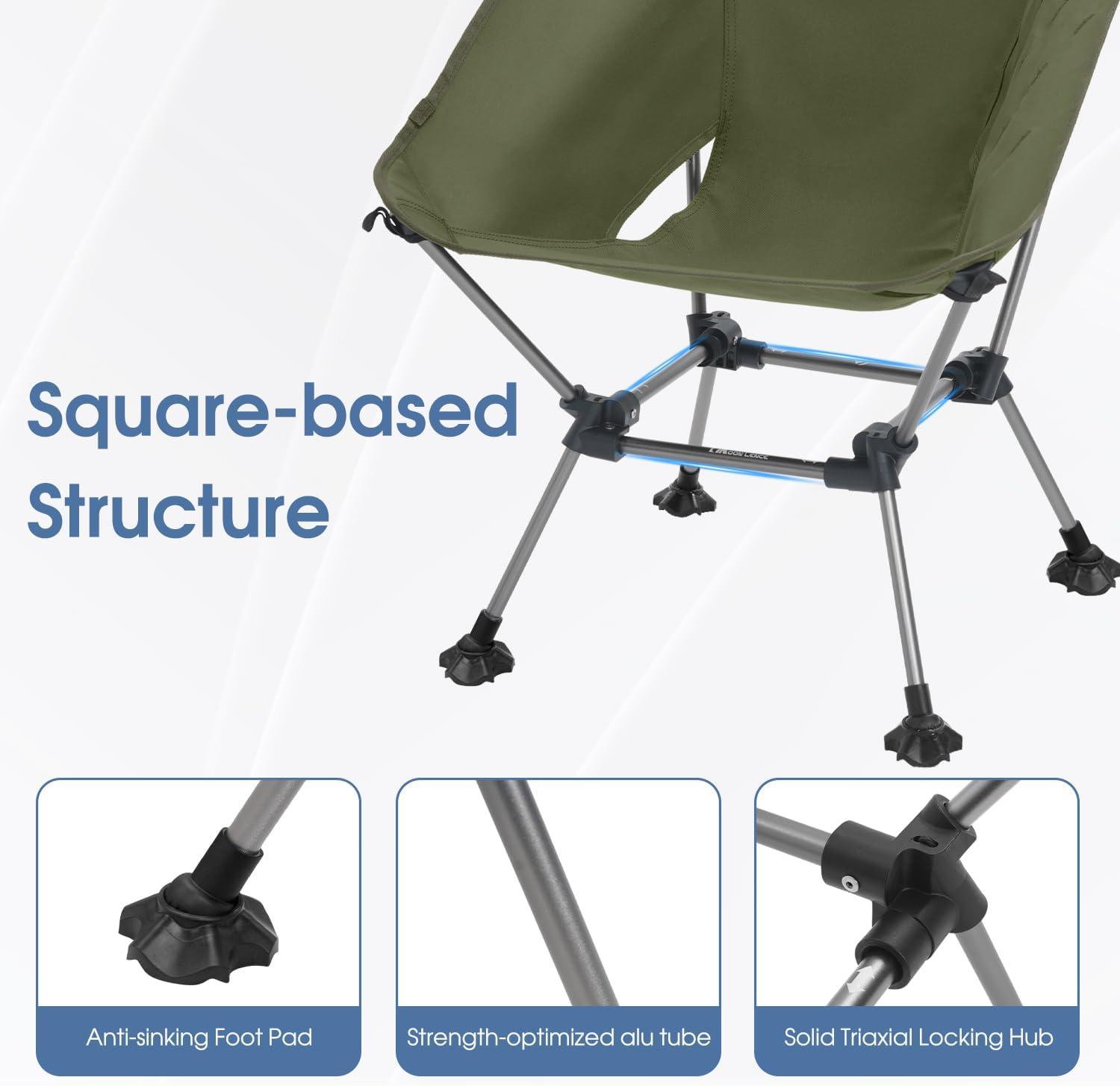 image:imageMOON LENCE High Back Folding Camping Chairs HeightAdjustable Widened Seat for Beach with AntiSinking FeetGreenplus