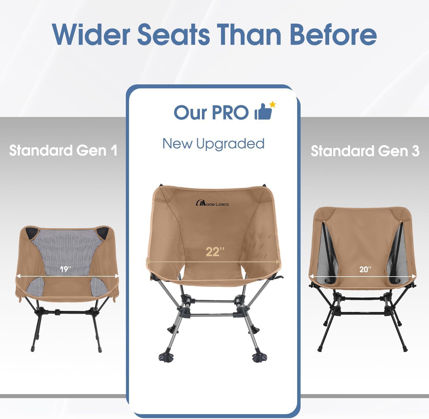 image:imageMOON LENCE High Back Folding Camping Chairs HeightAdjustable Widened Seat for Beach with AntiSinking FeetKhakiplus