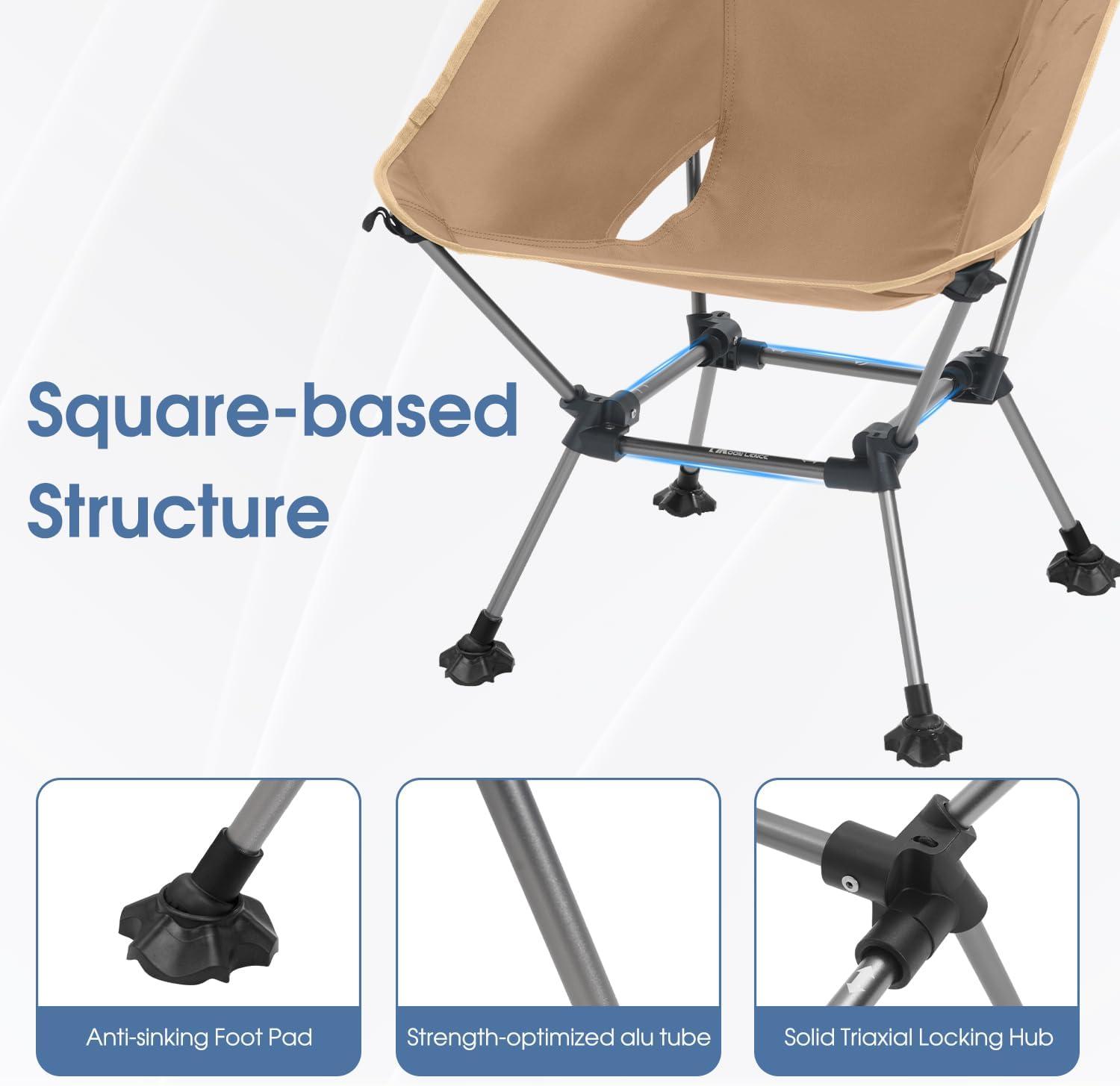 image:imageMOON LENCE High Back Folding Camping Chairs HeightAdjustable Widened Seat for Beach with AntiSinking FeetKhakiplus