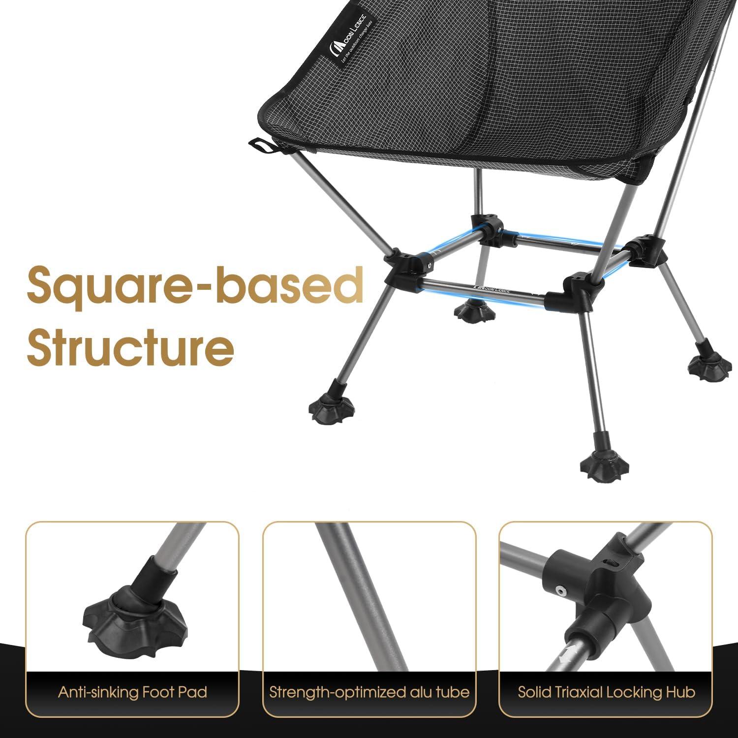 image:imageMOON LENCE High Back Folding Camping Chairs HeightAdjustable Widened Seat for Beach with AntiSinking FeetOnyxplus