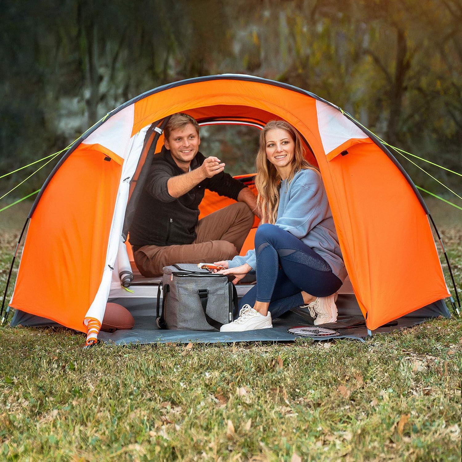 image:imageMOON LENCE Outdoor Camping Tent 3 to 4 Person Tent with Screen Room Double Doors amp Double Layer Waterproof Design 2000MM