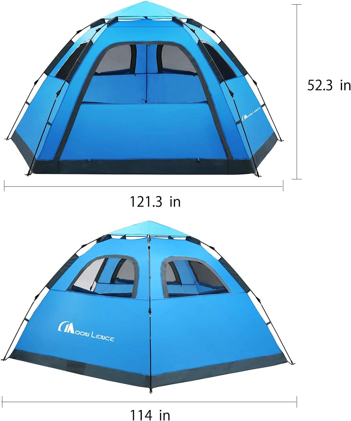 image:imageMOON LENCE Pop Up Camping Tent 34 Person Automatic Instant Tent Portable Windproof for Backyard Car Camping Family TripsBlue