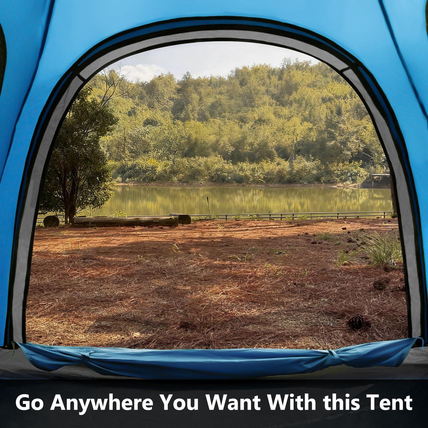 image:imageMOON LENCE Pop Up Camping Tent 34 Person Automatic Instant Tent Portable Windproof for Backyard Car Camping Family TripsBlue