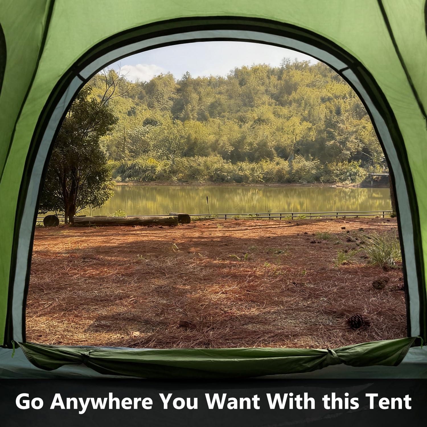 image:imageMOON LENCE Pop Up Camping Tent 34 Person Automatic Instant Tent Portable Windproof for Backyard Car Camping Family TripsGreen