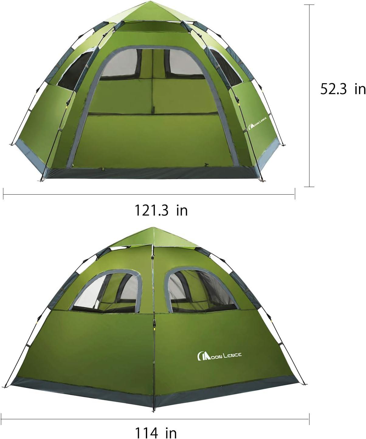 image:imageMOON LENCE Pop Up Camping Tent 34 Person Automatic Instant Tent Portable Windproof for Backyard Car Camping Family TripsGreen