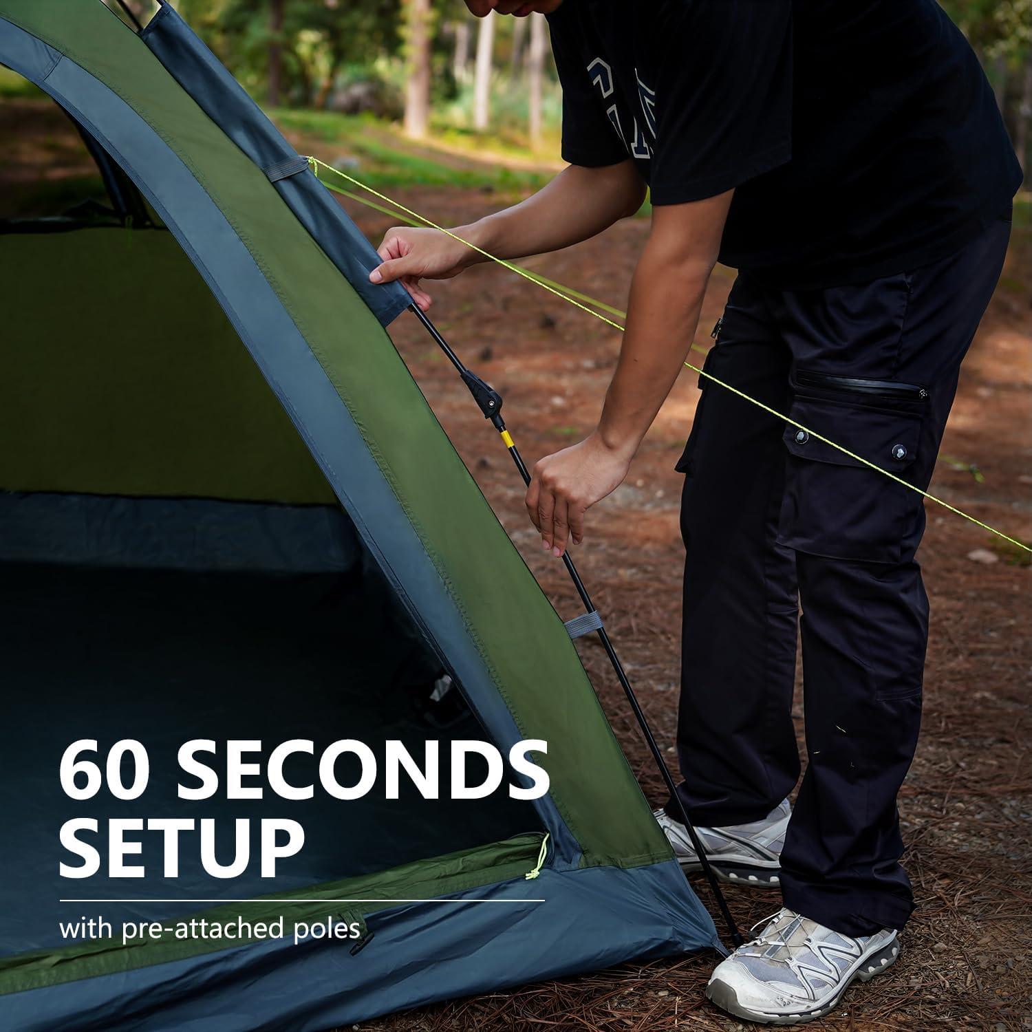 image:imageMOON LENCE Pop Up Camping Tent 34 Person Automatic Instant Tent Portable Windproof for Backyard Car Camping Family TripsGreen