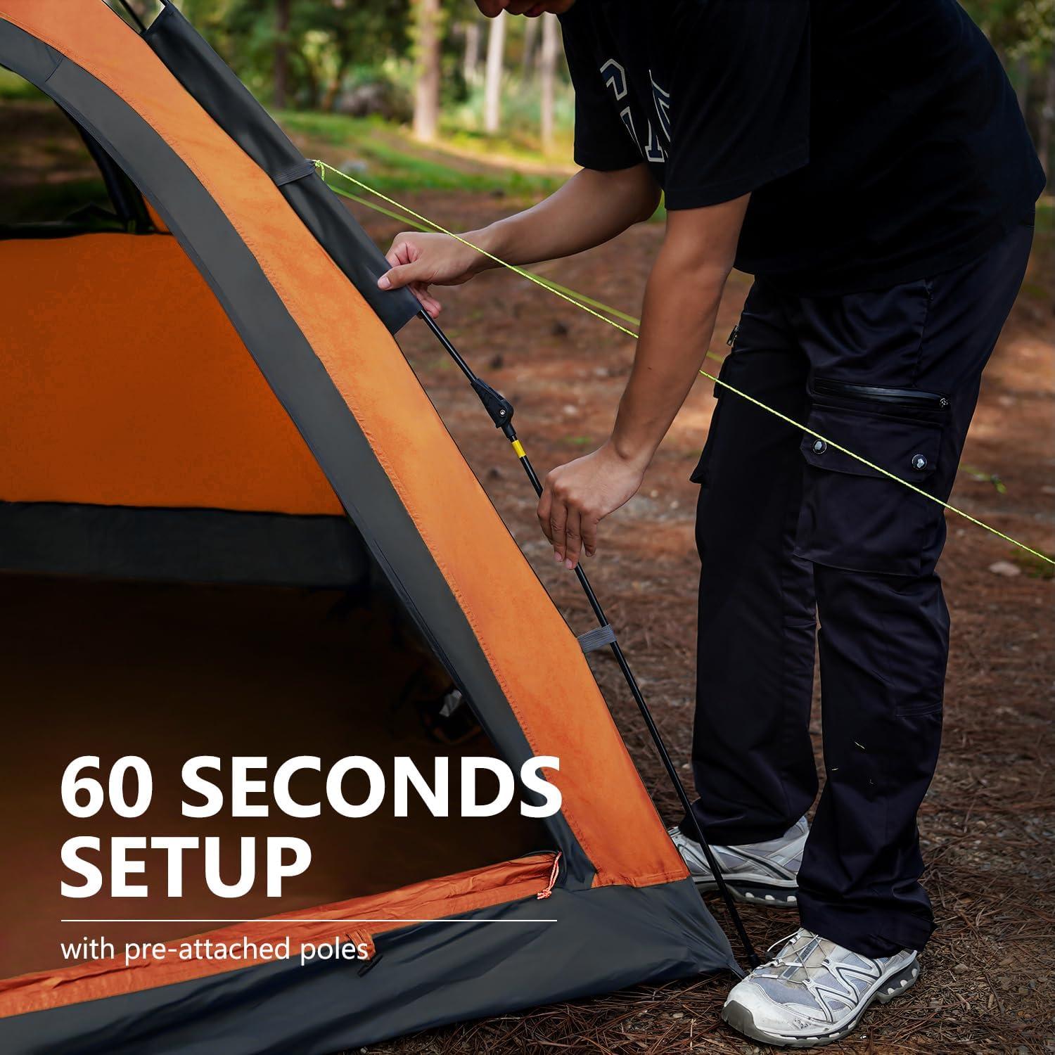 image:imageMOON LENCE Pop Up Camping Tent 34 Person Automatic Instant Tent Portable Windproof for Backyard Car Camping Family TripsOrange