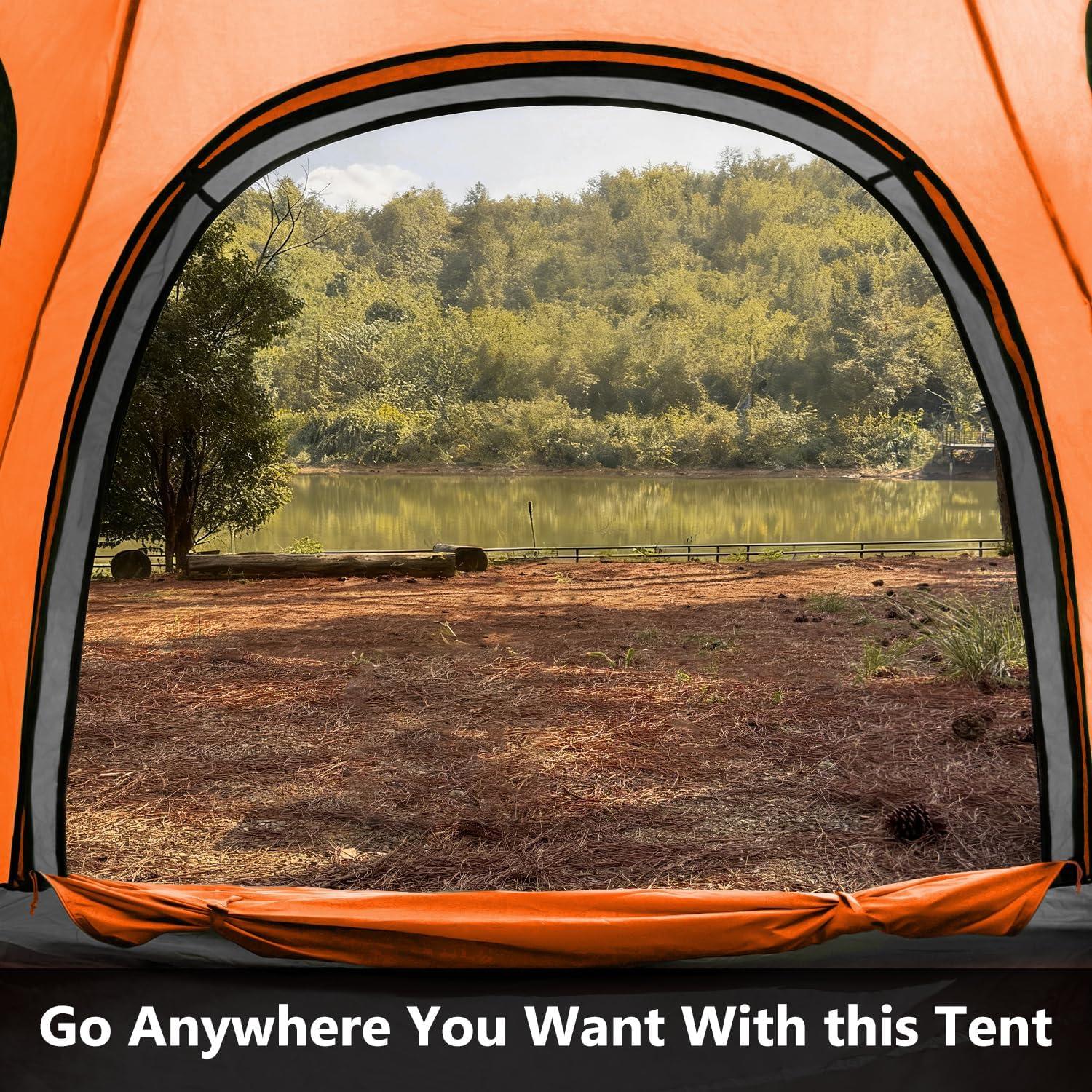 image:imageMOON LENCE Pop Up Camping Tent 34 Person Automatic Instant Tent Portable Windproof for Backyard Car Camping Family TripsOrange