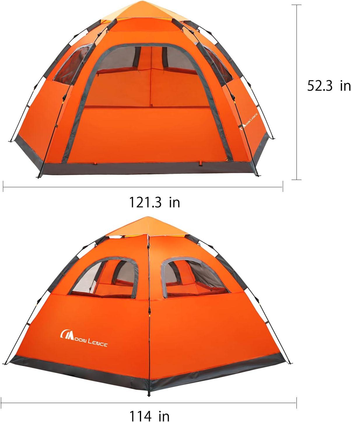 image:imageMOON LENCE Pop Up Camping Tent 34 Person Automatic Instant Tent Portable Windproof for Backyard Car Camping Family TripsOrange
