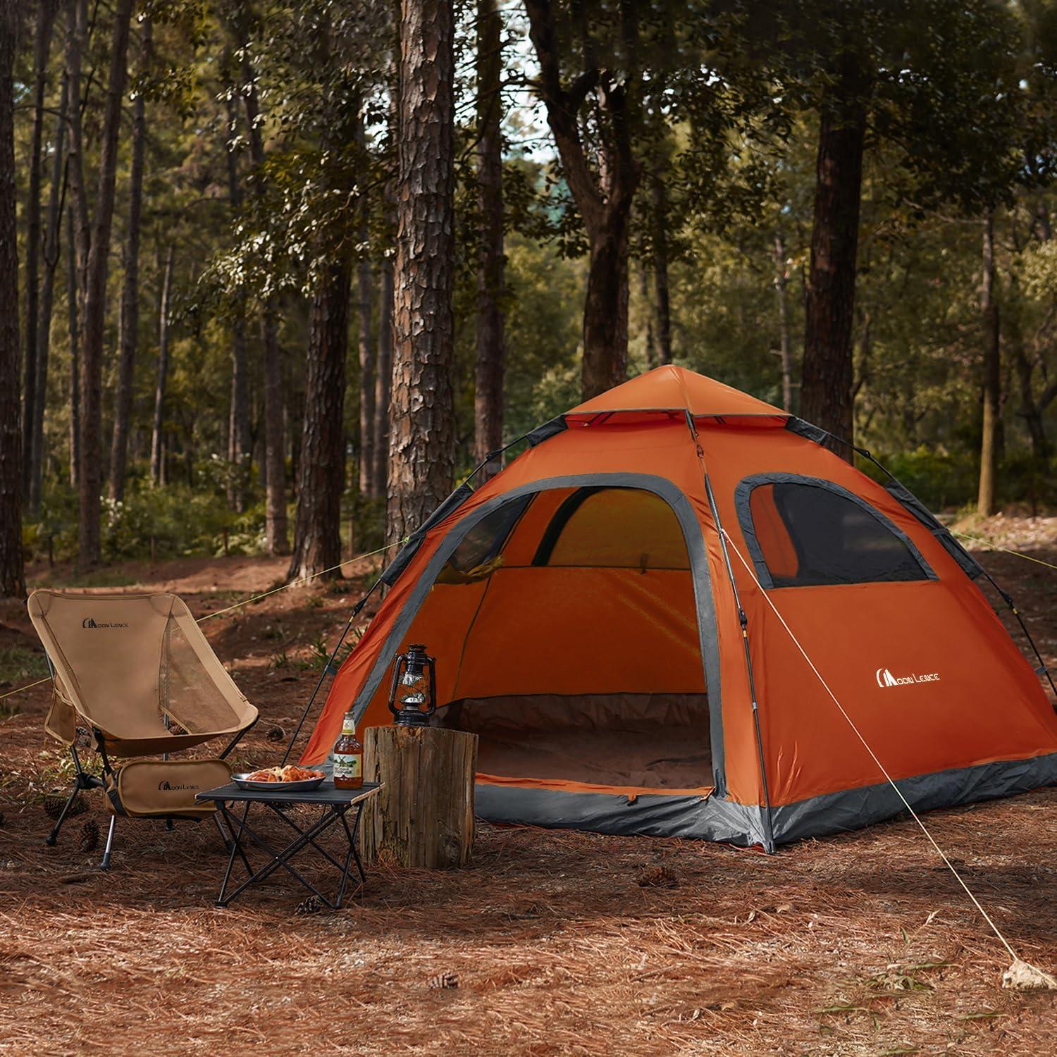 image:imageMOON LENCE Pop Up Camping Tent 34 Person Automatic Instant Tent Portable Windproof for Backyard Car Camping Family TripsOrange