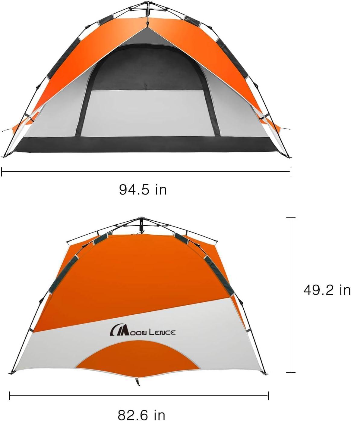 image:imageMOON LENCE Pop Up Tent 34 Person 60s Instant Setup Camping Tent with 2 Doors WaterResistant amp Windproof Dome Tent for Car Camping Backyard TravelingOrange