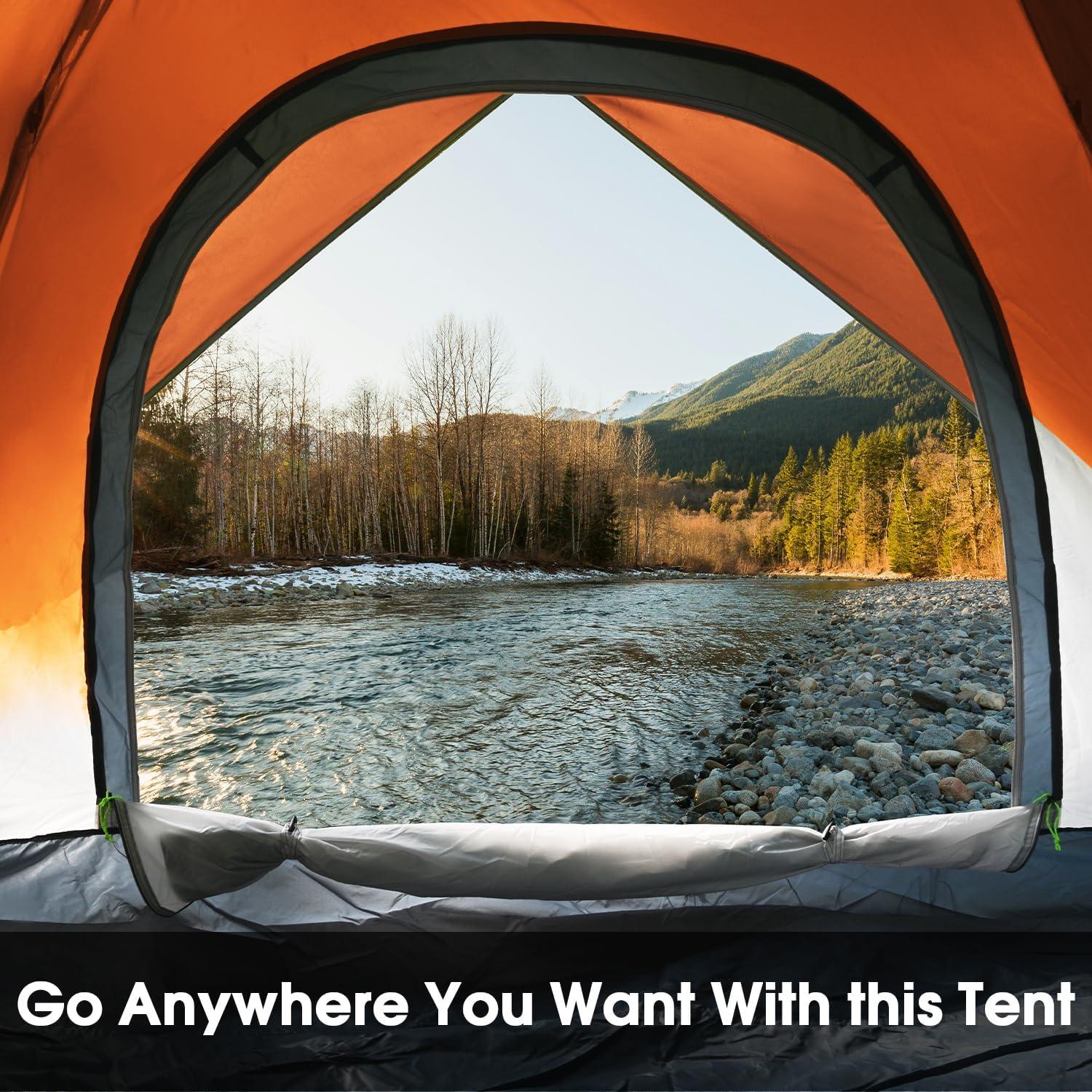 image:imageMOON LENCE Pop Up Tent 34 Person 60s Instant Setup Camping Tent with 2 Doors WaterResistant amp Windproof Dome Tent for Car Camping Backyard TravelingOrange