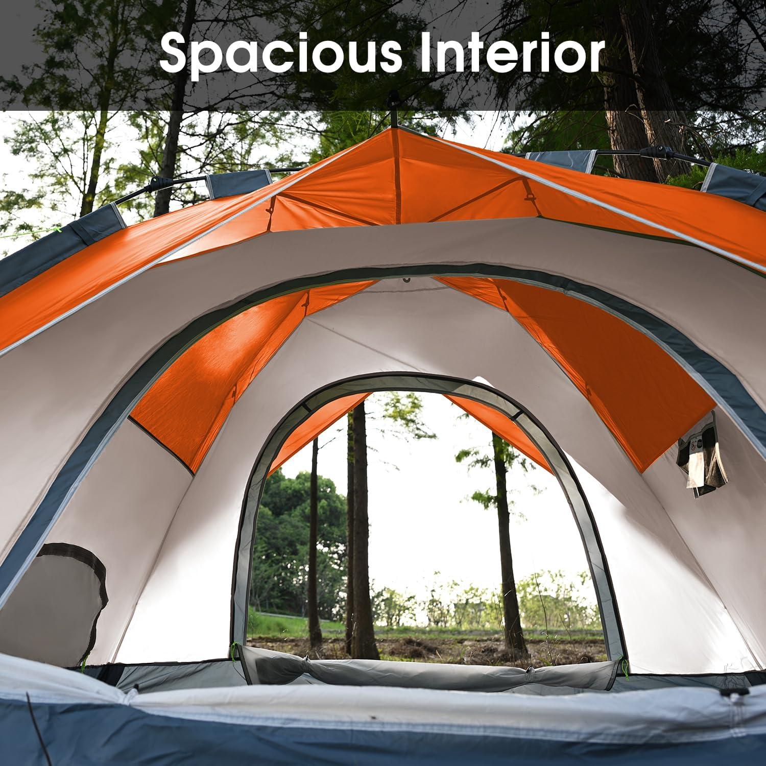 image:imageMOON LENCE Pop Up Tent 34 Person 60s Instant Setup Camping Tent with 2 Doors WaterResistant amp Windproof Dome Tent for Car Camping Backyard TravelingOrange