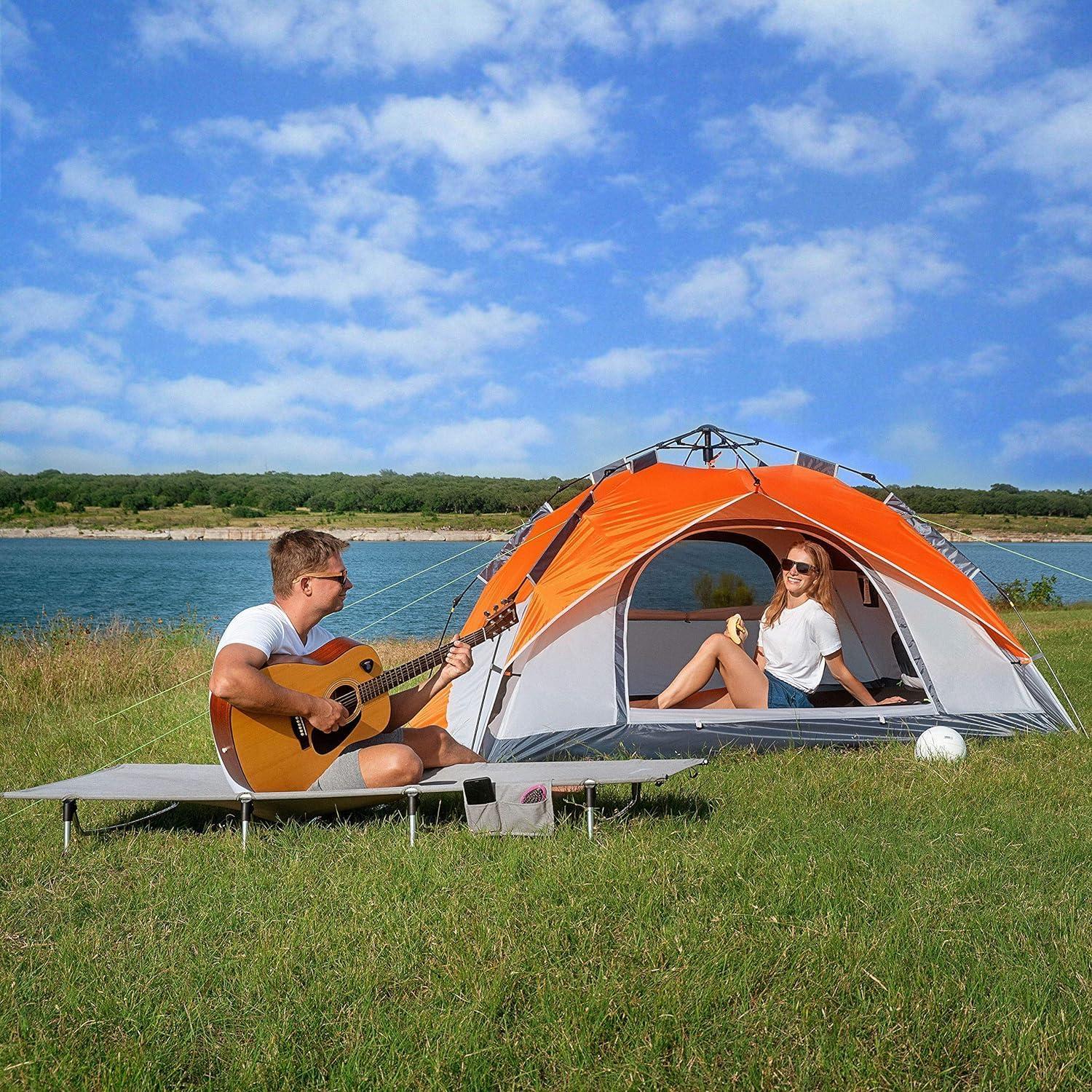 image:imageMOON LENCE Pop Up Tent 34 Person 60s Instant Setup Camping Tent with 2 Doors WaterResistant amp Windproof Dome Tent for Car Camping Backyard TravelingOrange