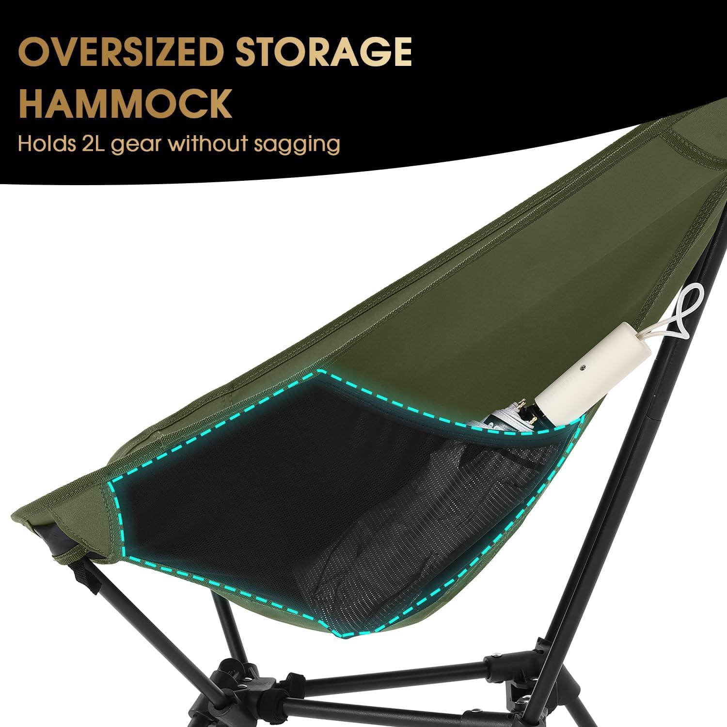 image:imageMOON LENCE Portable Camping Chair Lightweight Folding Backpacking Hiking Chair Plus Size Compact Yet Support 330 lbs GreenGreen