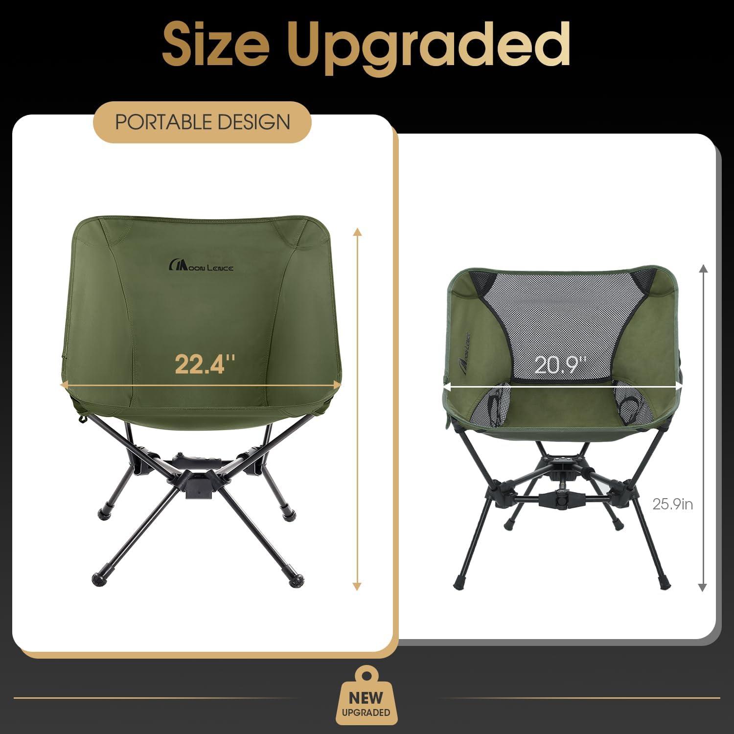 image:imageMOON LENCE Portable Camping Chair Lightweight Folding Backpacking Hiking Chair Plus Size Compact Yet Support 330 lbs GreenGreen