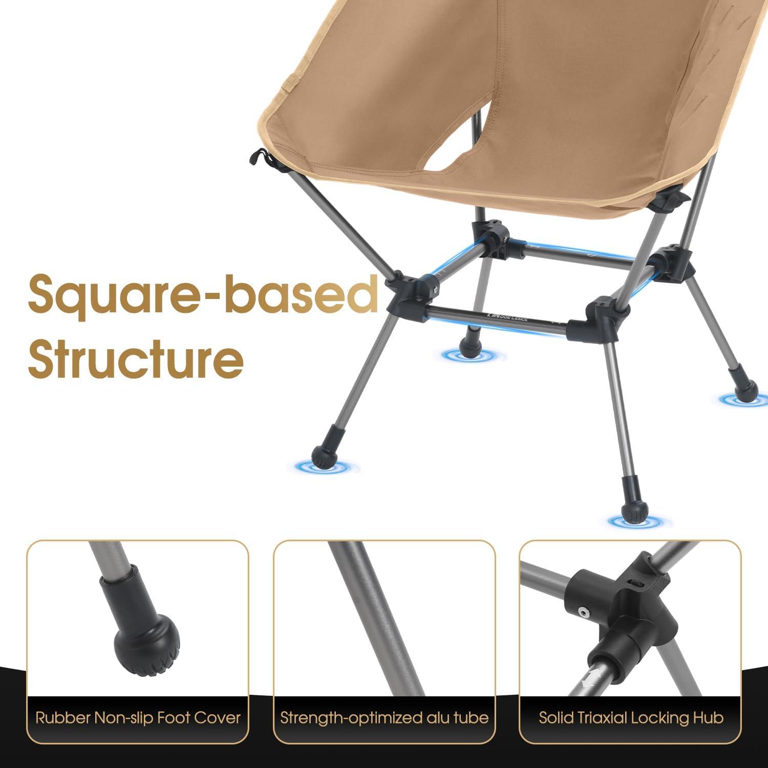 image:imageMOON LENCE Portable Camping Chair Plus Larger amp Roomier Compact and Lightweight Still Folding Chair for Backpacking amp Hiking 330Lbs Capacity Moss GreenDesert Rust2pack