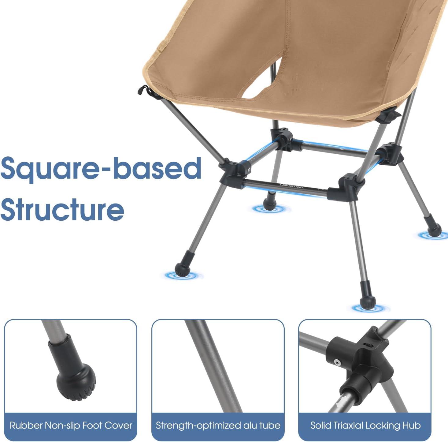 image:imageMOON LENCE Portable Camping Chair Plus Larger amp Roomier Compact and Lightweight Still Folding Chair for Backpacking amp Hiking 330Lbs Capacity Moss GreenDesert Rust2pack