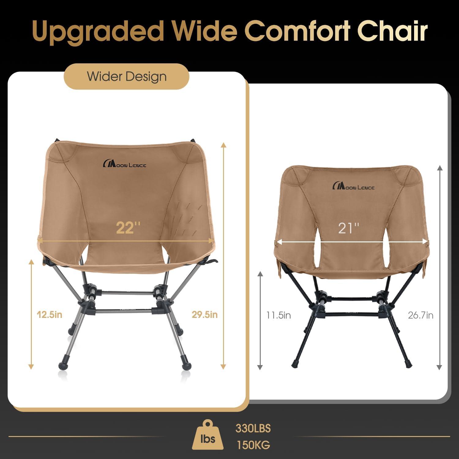 image:imageMOON LENCE Portable Camping Chair Plus Larger amp Roomier Compact and Lightweight Still Folding Chair for Backpacking amp Hiking 330Lbs Capacity Moss GreenDesert Rust2pack