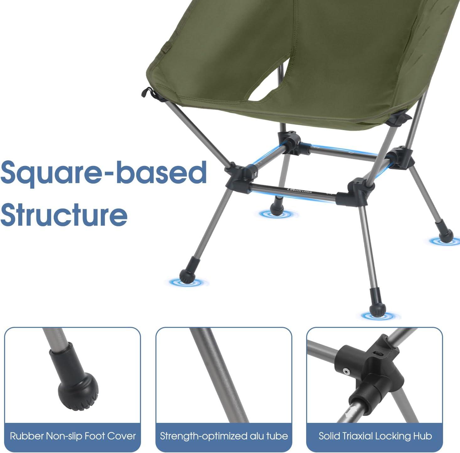 image:imageMOON LENCE Portable Camping Chair Plus Larger amp Roomier Compact and Lightweight Still Folding Chair for Backpacking amp Hiking 330Lbs Capacity Moss GreenMoss Green2pack