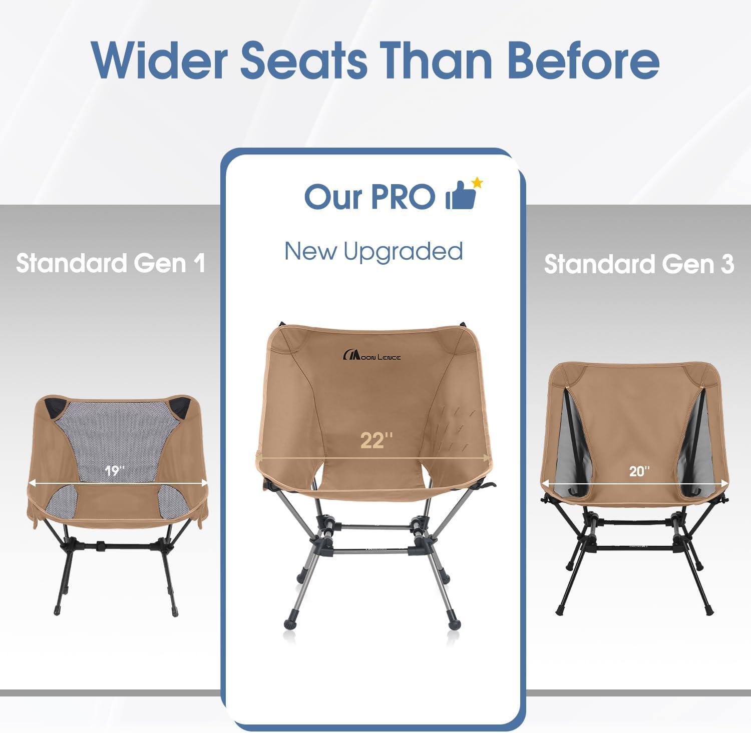 image:imageMOON LENCE Portable Camping Chair Plus Larger amp Roomier Compact and Lightweight Still Folding Chair for Backpacking amp Hiking 330Lbs Capacity Moss GreenDesert Rust2pack