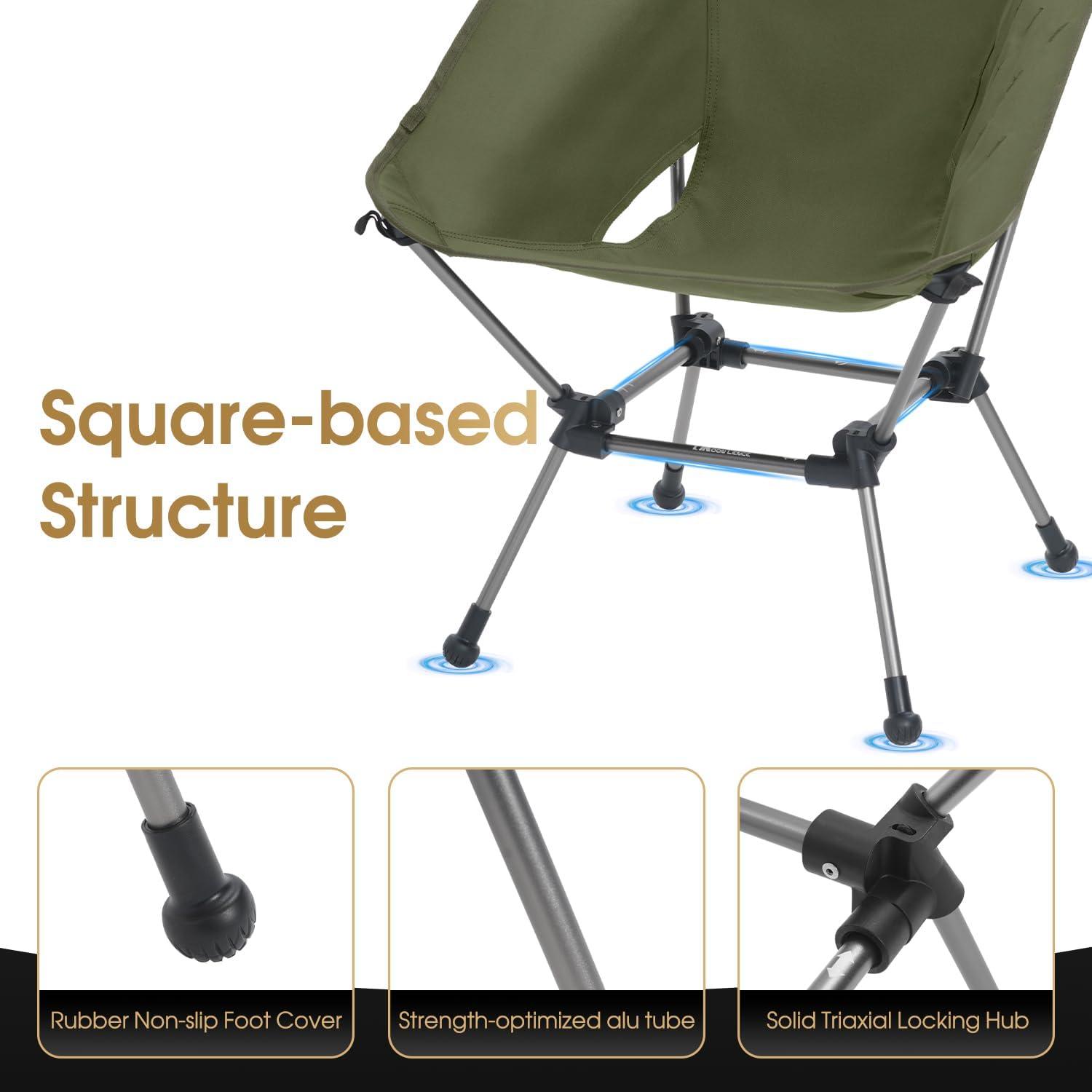 image:imageMOON LENCE Portable Camping Chair Plus Larger amp Roomier Compact and Lightweight Still Folding Chair for Backpacking amp Hiking 330Lbs Capacity Moss GreenMoss Green2pack