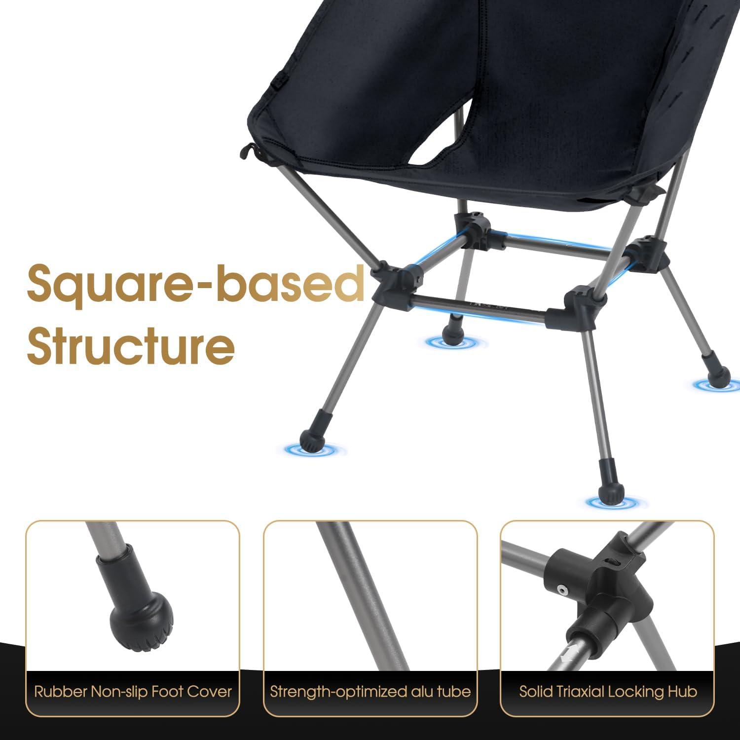 image:imageMOON LENCE Portable Camping Chair Plus Larger amp Roomier Compact and Lightweight Still Folding Chair for Backpacking amp Hiking 330Lbs Capacity Moss GreenBlack