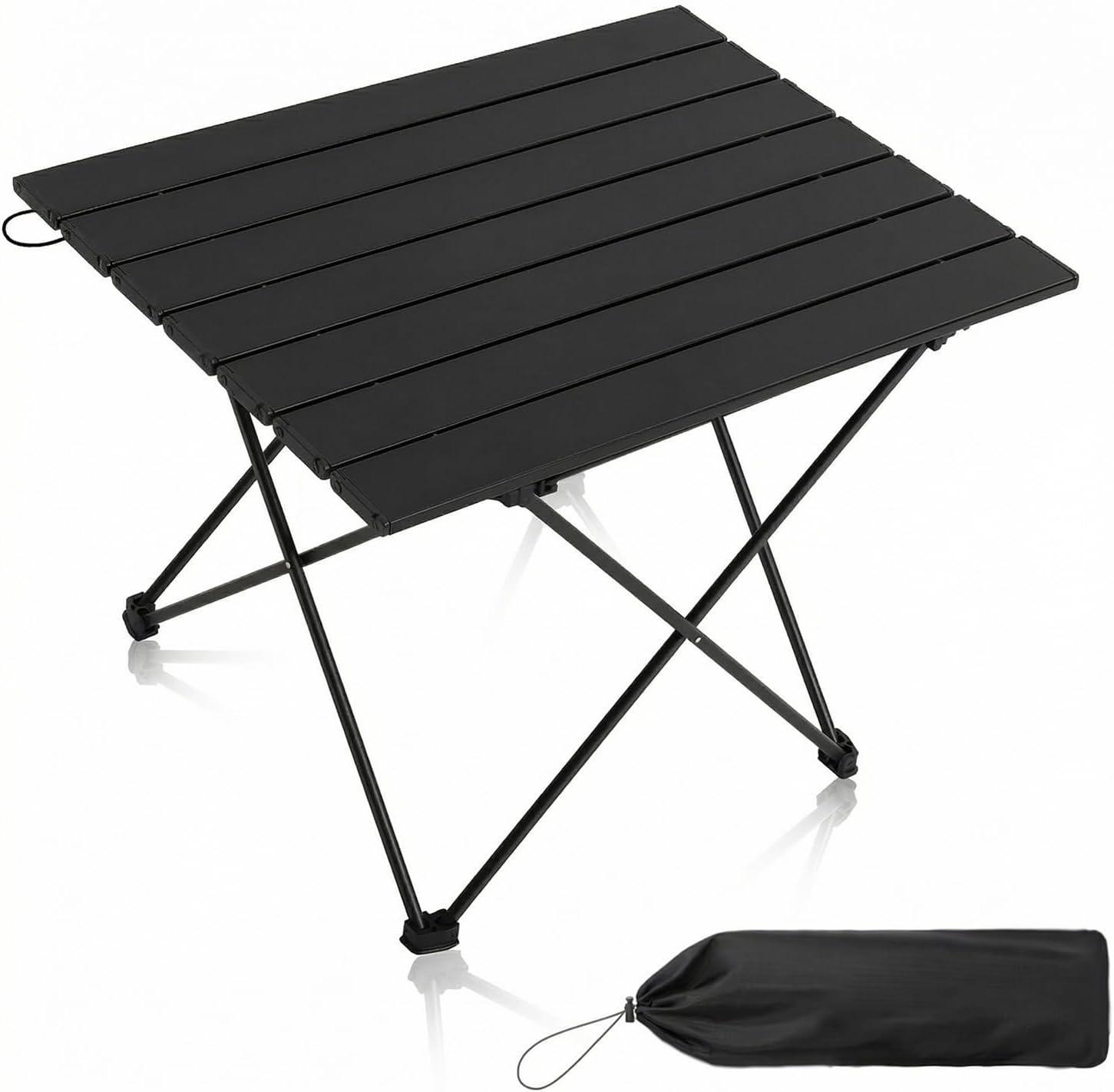image:imageMOON LENCE Ultralight Folding Camping Table CompactPortbale with Carry Bag for Outdoor Cooking Picnic Camp Boat Travel Black SPure Black