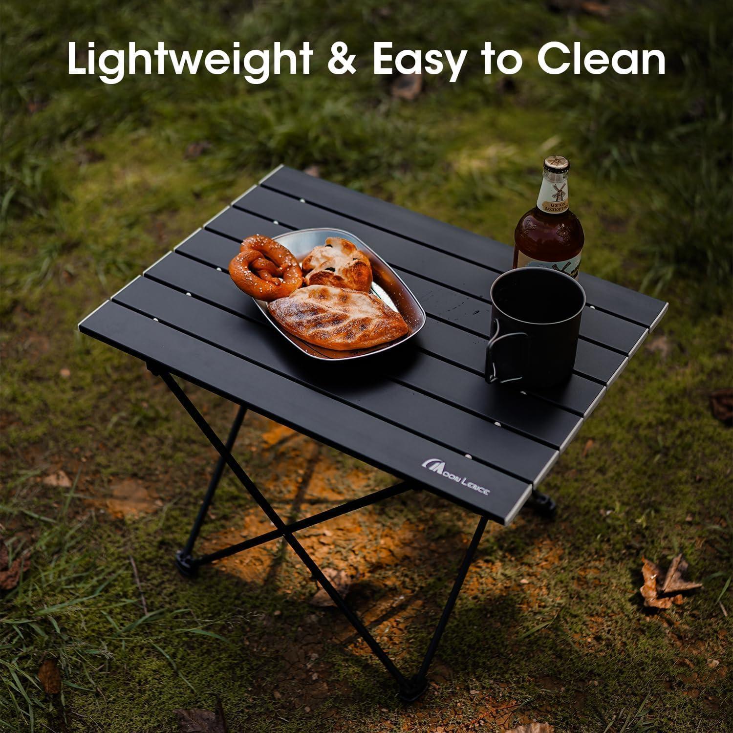 image:imageMOON LENCE Ultralight Folding Camping Table CompactPortbale with Carry Bag for Outdoor Cooking Picnic Camp Boat Travel Black SPure Black