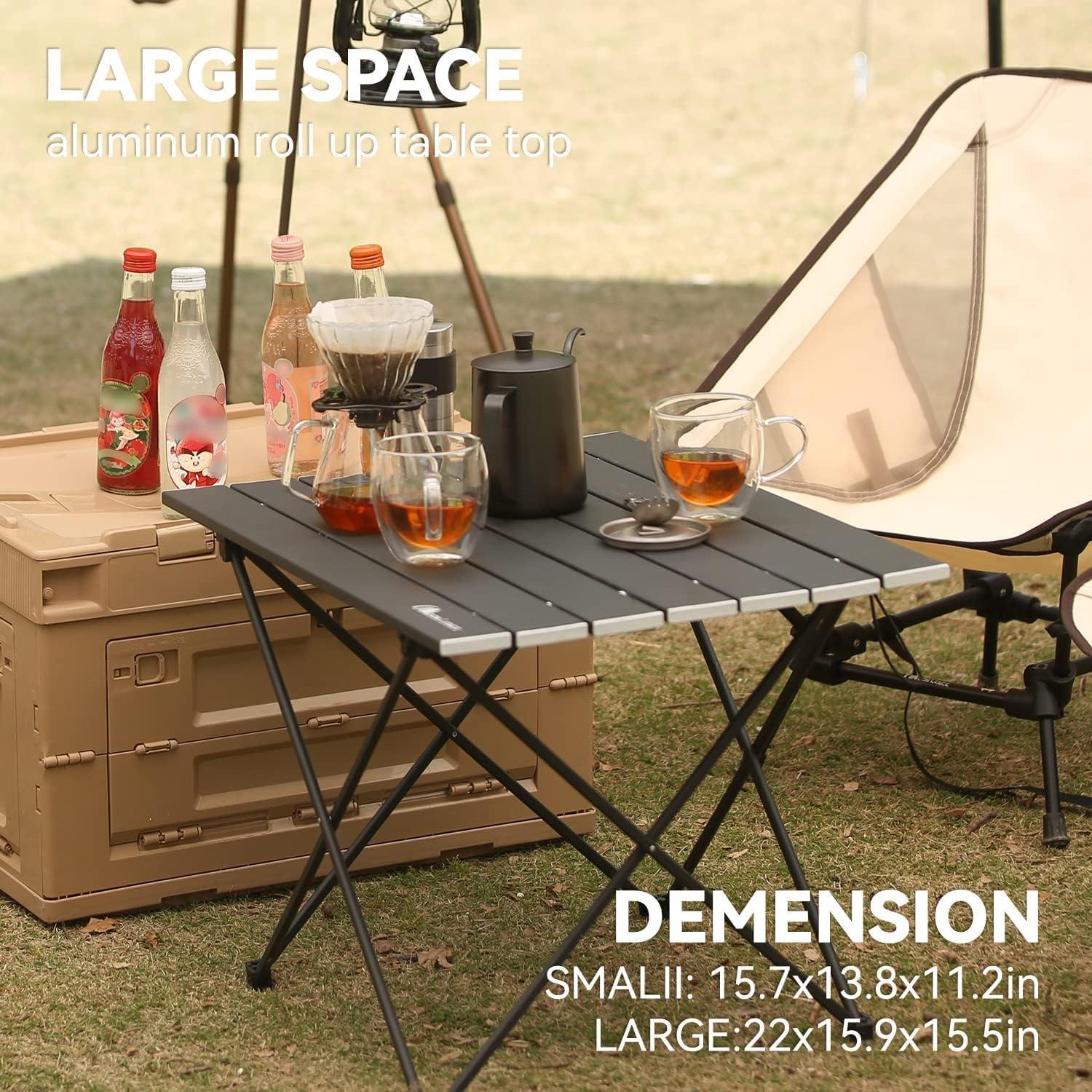 image:imageMOON LENCE Ultralight Folding Camping Table CompactPortbale with Carry Bag for Outdoor Cooking Picnic Camp Boat Travel Black SPure Black