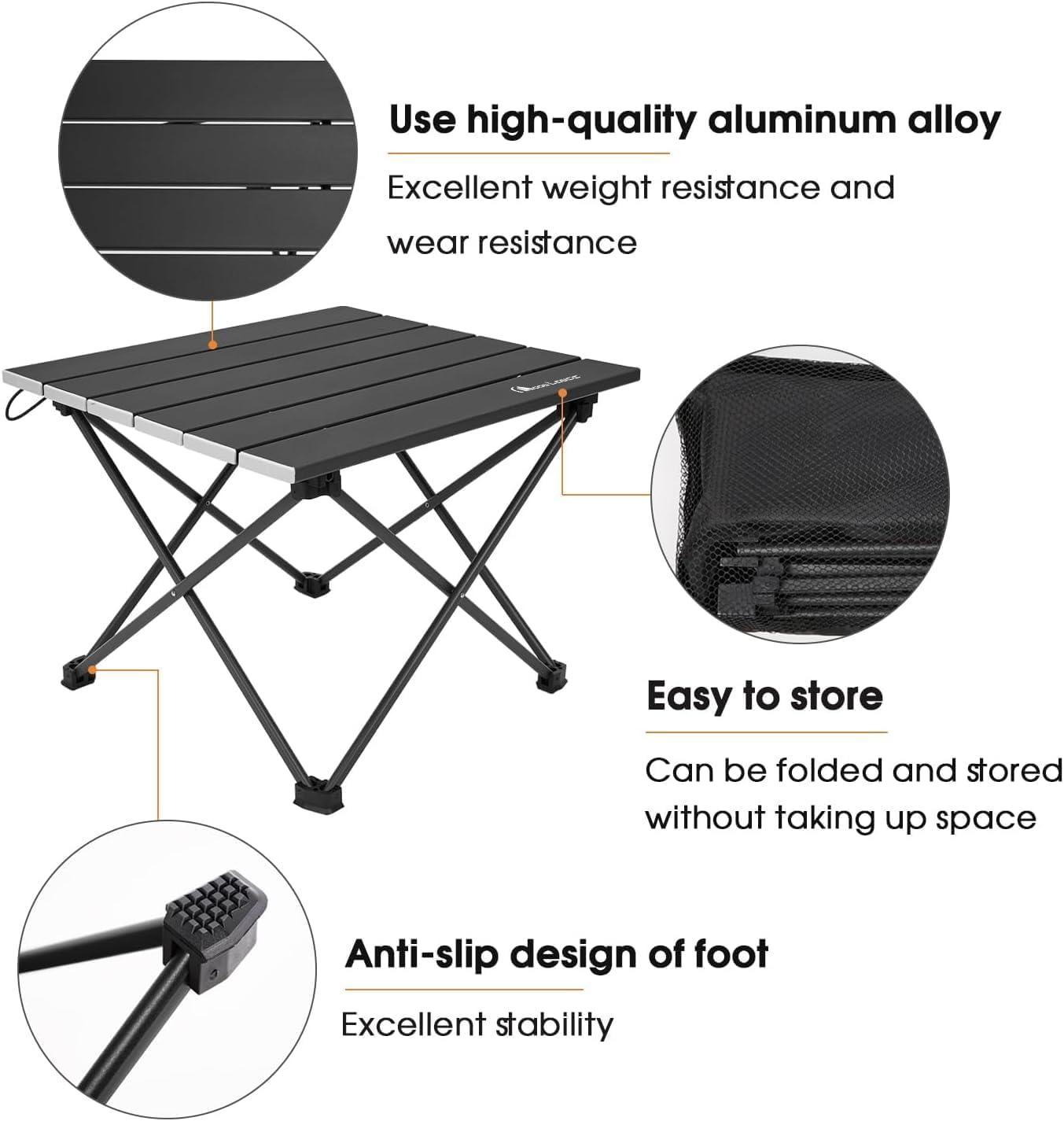 image:imageMOON LENCE Ultralight Folding Camping Table CompactPortbale with Carry Bag for Outdoor Cooking Picnic Camp Boat Travel Black SPure Black
