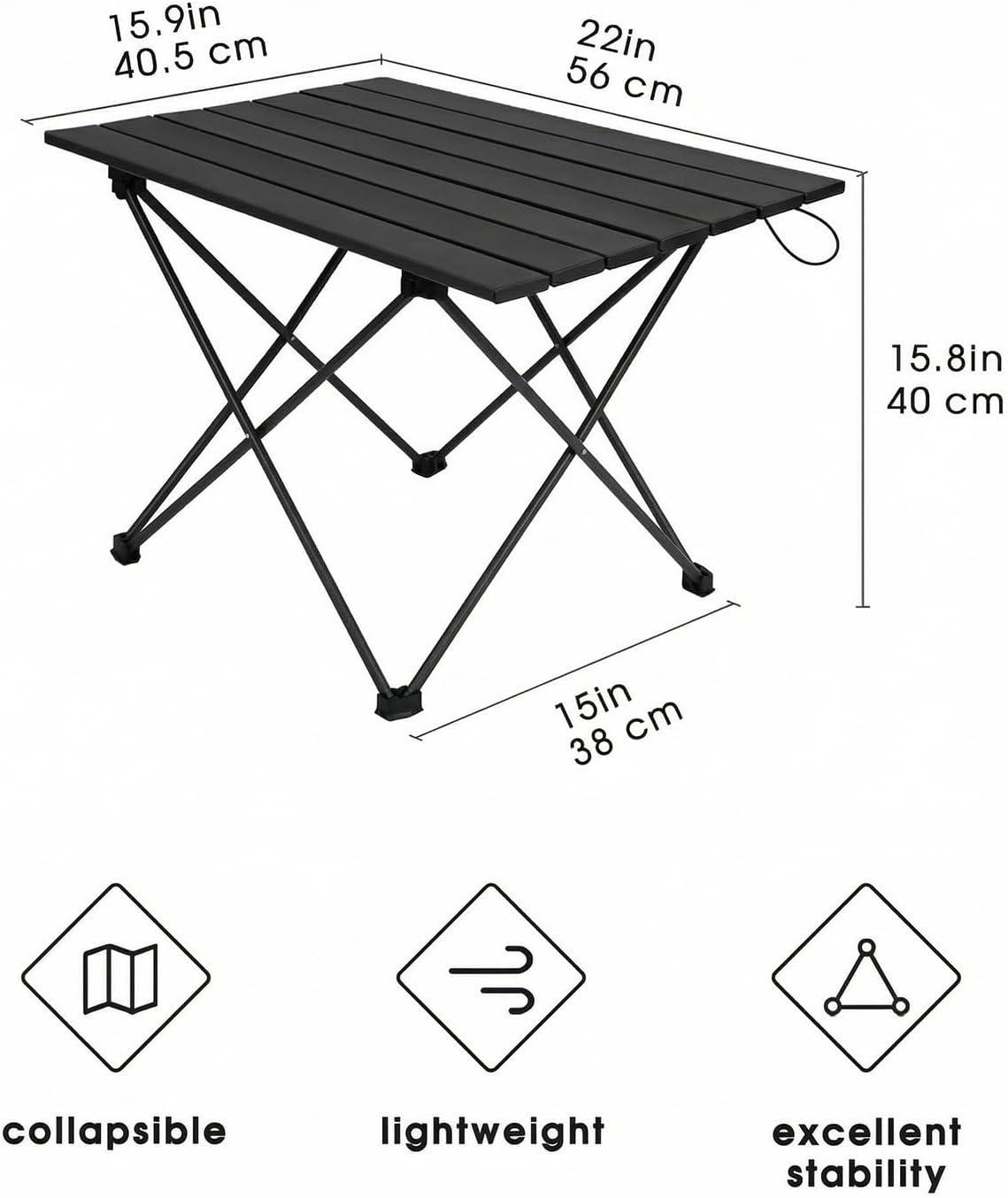 image:imageMOON LENCE Ultralight Folding Camping Table CompactPortbale with Carry Bag for Outdoor Cooking Picnic Camp Boat Travel Black SPure Black