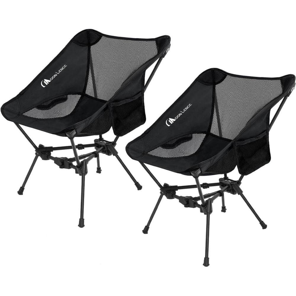 image:imageMOON LENCE 2 Pack Portable Camping Chairs Backpacking Chair The 4th Generation Ultralight Folding Chair Compact Lightweight Foldable Chairs for Hiking Mountaineering BeachBlack2pack